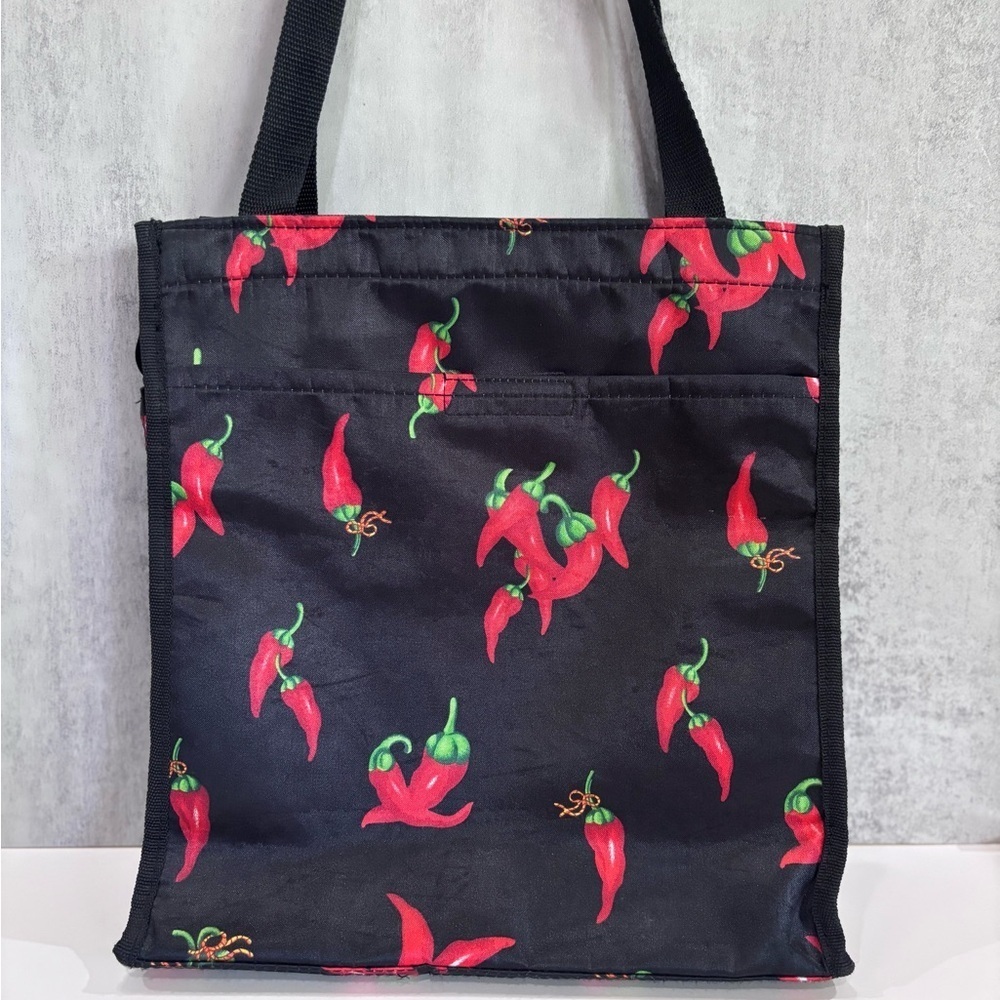 NWOT Black Purse Tote Handbag & Wallet Coin Purse With Red Chili Pepper Design